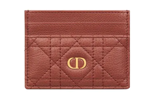 DIOR Caro Soft Calfskin Card Holder Card Holder Women's Red