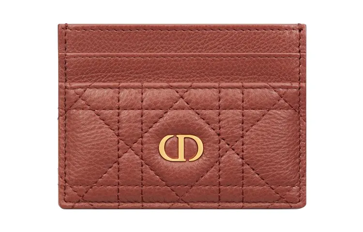 DIOR Caro Soft Calfskin Card Holder Card Holder Women's Red