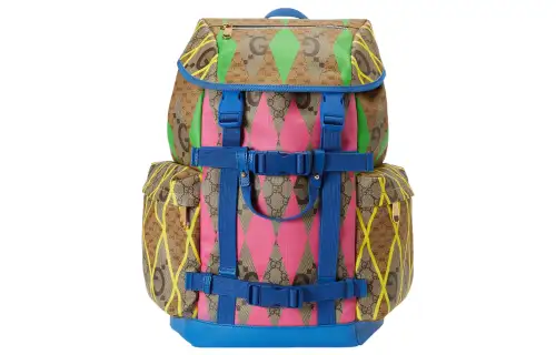 GUCCI Canvas Backpack Men's Ebony & Multicolor