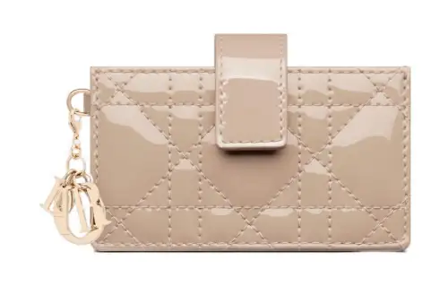 DIOR Lady Dior Patent Leather, Cow Leather Card Holder Card Holder Women's Hazelnut