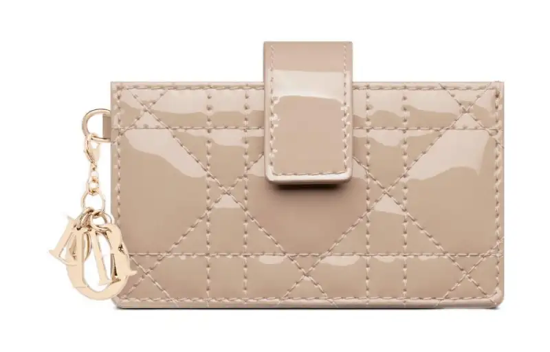 DIOR Lady Dior Patent Leather, Cow Leather Card Holder Card Holder Women's Hazelnut