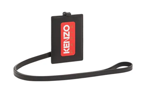 KENZO Cow Leather Card Holder Unisex Black