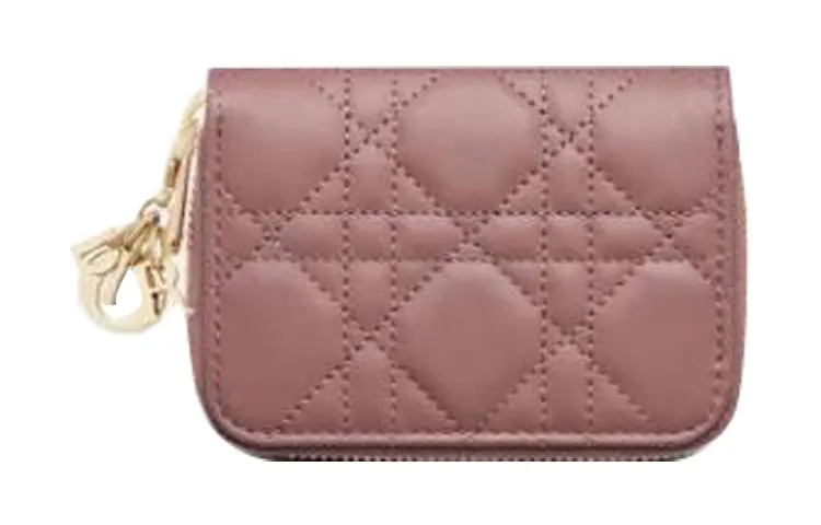 DIOR Lady Dior Sheepskin Wallet Small Women's Pink