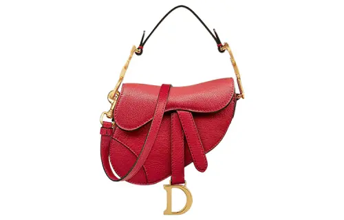 DIOR Saddle Goatskin Saddle Bag, Shoulder Bag, Crossbody Bag, Handbag Mini Women's Red