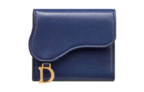 DIOR Saddle Sheepskin Wallet Women's Blue