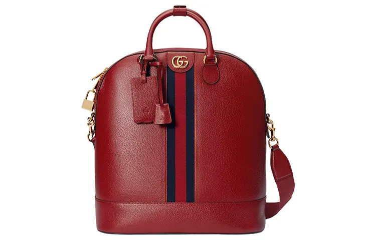 GUCCI Canvas With Leather Travel Bag, Portable Crossbody Bag, Shoulder Bag Small Men's Red