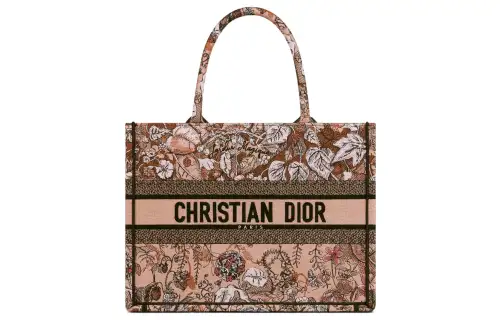 DIOR BookTote Embroidery Tote Bag, Shopping Bag, Shoulder Bag, Handbag Medium Women's Pink