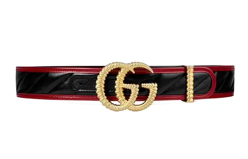 GUCCI GG Marmont Cow Leather Belts Women's Black Width 4cm