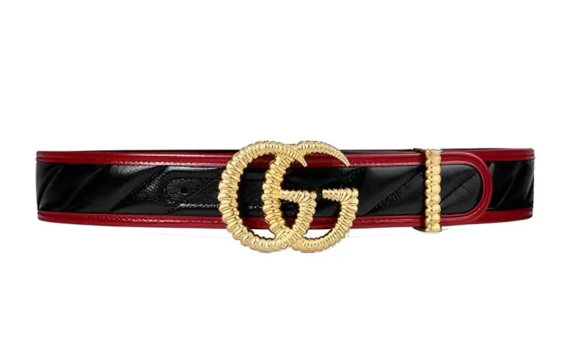 GUCCI GG Marmont Cow Leather Belts Women's Black Width 4cm