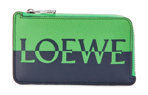 LOEWE Calfskin Card Holder, Wallet Men's Green/Blue