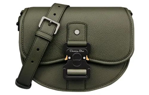 DIOR Grained Calfskin Messenger Bag, Messenger Bag, Shoulder Bag, Crossbody Bag Mini Men's Olive Green