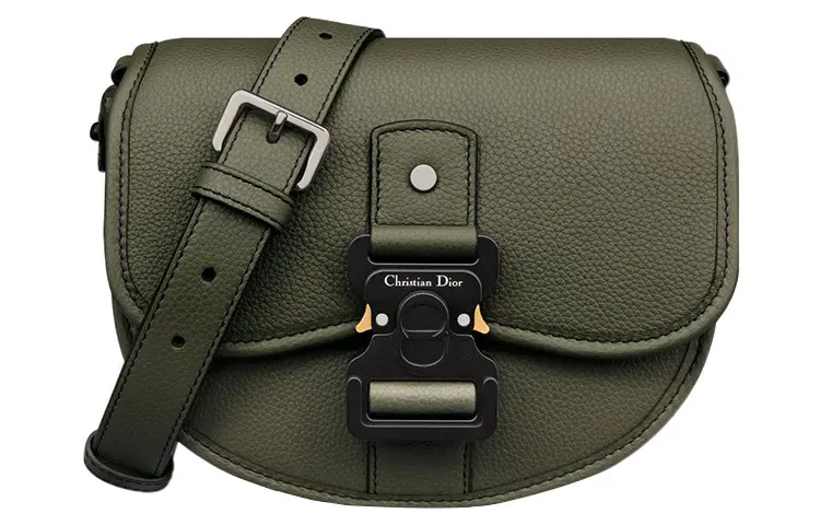 DIOR Grained Calfskin Messenger Bag, Messenger Bag, Shoulder Bag, Crossbody Bag Mini Men's Olive Green