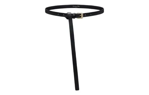 DIOR Cow Leather Belts Women's Black 1.5cm