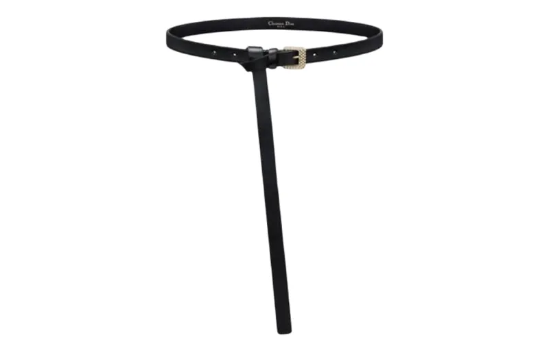 DIOR Cow Leather Belts Women's Black 1.5cm