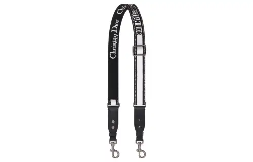 DIOR Embroidery Calfskin Bag Straps Women's Black White