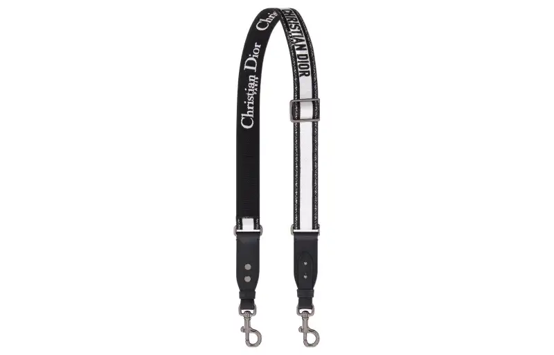 DIOR Embroidery Calfskin Bag Straps Women's Black White