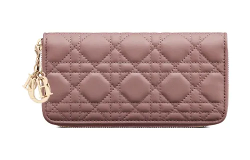 DIOR Lady Dior Quilting Lambskin Clutch Card Holder, Wallet Women's Peony Pink