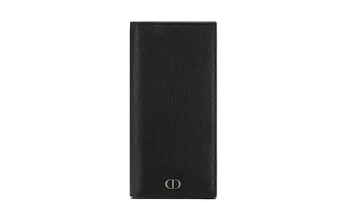 DIOR Grained Calfskin Card Holder, Wallet Unisex Black