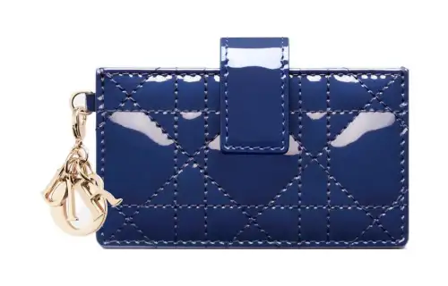 DIOR Lady Dior Patent Leather Calfskin Card Holder Card Holder Women's Royal Blue