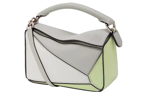 LOEWE Puzzle Cow Leather Puzzle Bag, Handbag, Shoulder Bag, Crossbody Bag Mini Women's Smoke Gray/Light Cyan