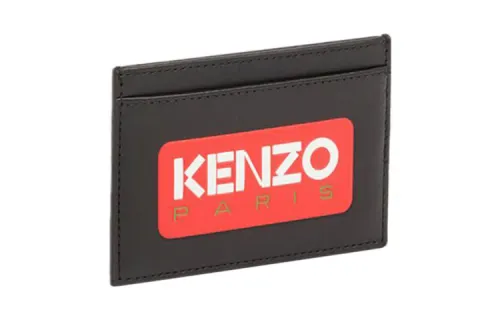 KENZO Cow Leather Card Holder Unisex Black