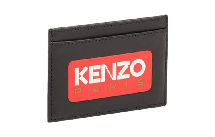 KENZO Cow Leather Card Holder Unisex Black