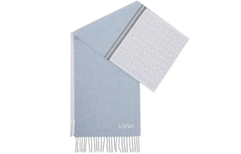 LOEWE Knit Scarves Men's Light Blue/Blue