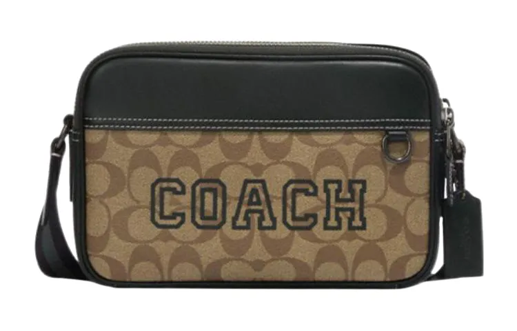 COACH Graham Cow Leather PVC Shoulder Bag, Crossbody Bag Medium Men's Khaki & Green