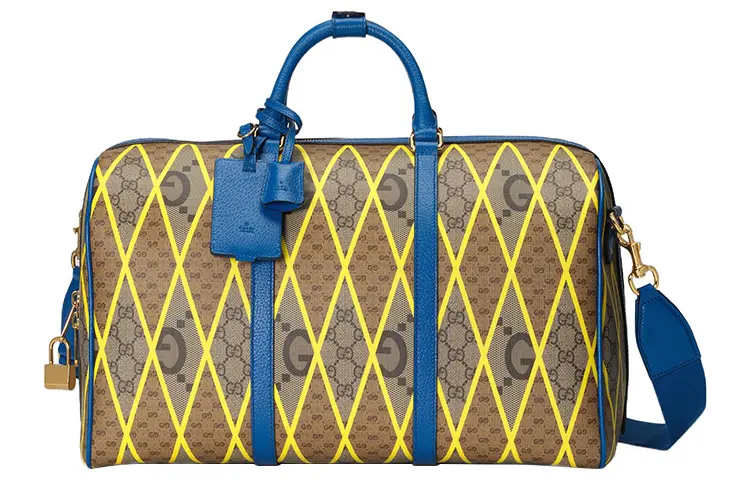 GUCCI Canvas With Leather Handbag, Shoulder Bag, Crossbody Bag, Travel Bag Men's Blue/Ebony
