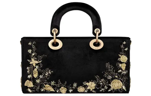 DIOR Lady D JOY Velvet Handbag Shoulder Bag, Crossbody Bag, Handbag Medium Women's Black