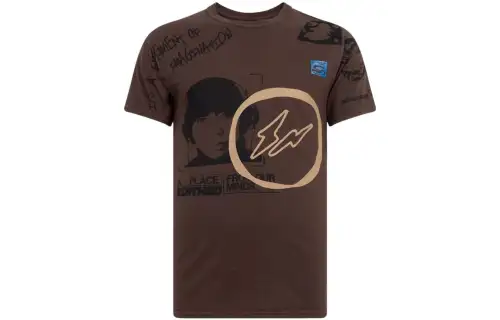 Travis Scott T Shirts Men's Umber Crew Neck Moderate Straight Fit