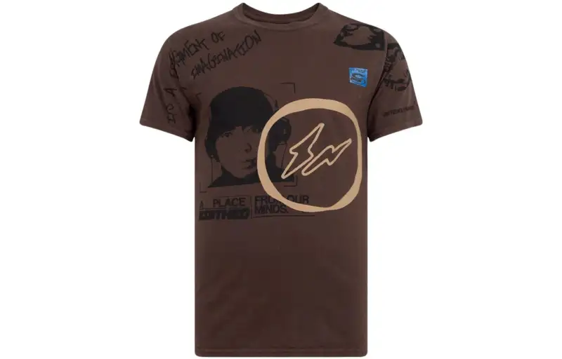 Travis Scott T Shirts Men's Umber Crew Neck Moderate Straight Fit