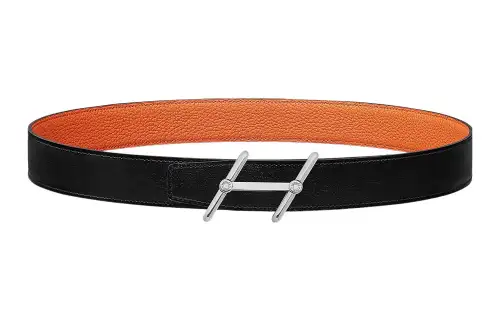 HERMES Togo Calfskin Leather Belts Men's Width 3.2cm