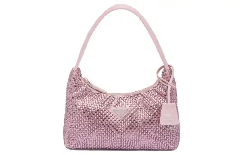PRADA Re Edition Faux Crystal Satin Shoulder Bag Mini Women's Pink
