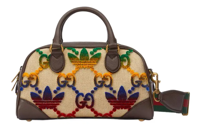GUCCI Adidas Originals Collaboration Velvet With Canvas And Leather Handbag, Shoulder Bag, Crossbody Bag, Travel Bag
