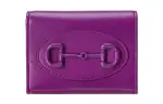 GUCCI Horsebit 1955 Leather Card Holder, Wallet Women's Purple