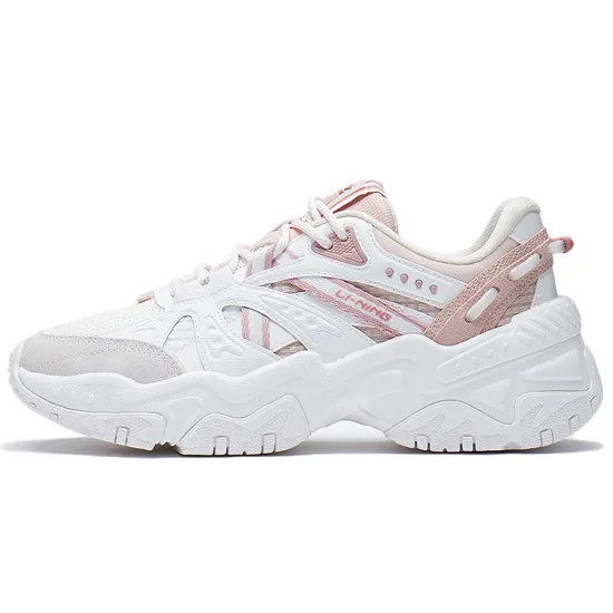 LINING Casual Shoes Women's Low-Top Mist White/Tea Orange Pink/Rose Pink