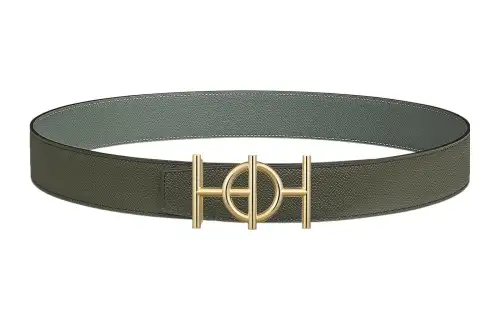 HERMES Cow Leather Belts Men's Green Width 3.8cm