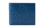 GUCCI GG Embossed Leather Card Holder Wallet Men's Blue