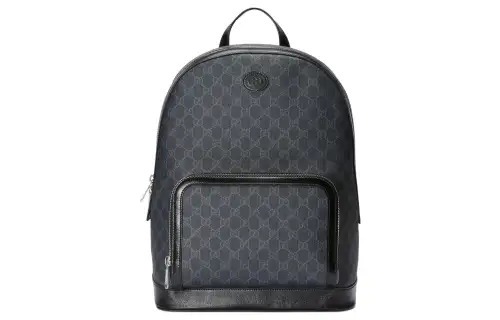 GUCCI GG Canvas With Leather Trim Backpack Men's Black