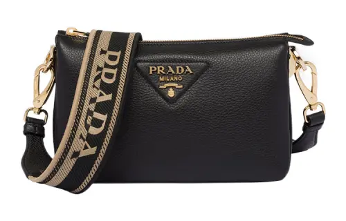 PRADA Leather Crossbody Bag, Shoulder Bag Women's Black