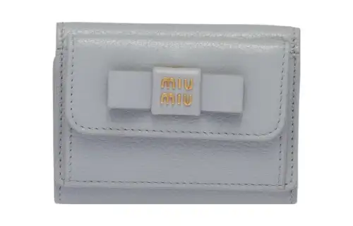 MIU MIU Leather Wallet Small Women's Light Blue