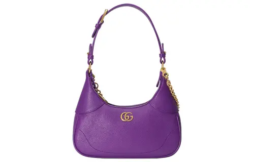 GUCCI Aphrodite Leather New Moon Shoulder Bag, Handbag, Shoulder Bag Women's Purple