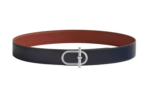 HERMES Togo Cow Leather Belts Men's Width 3.8cm