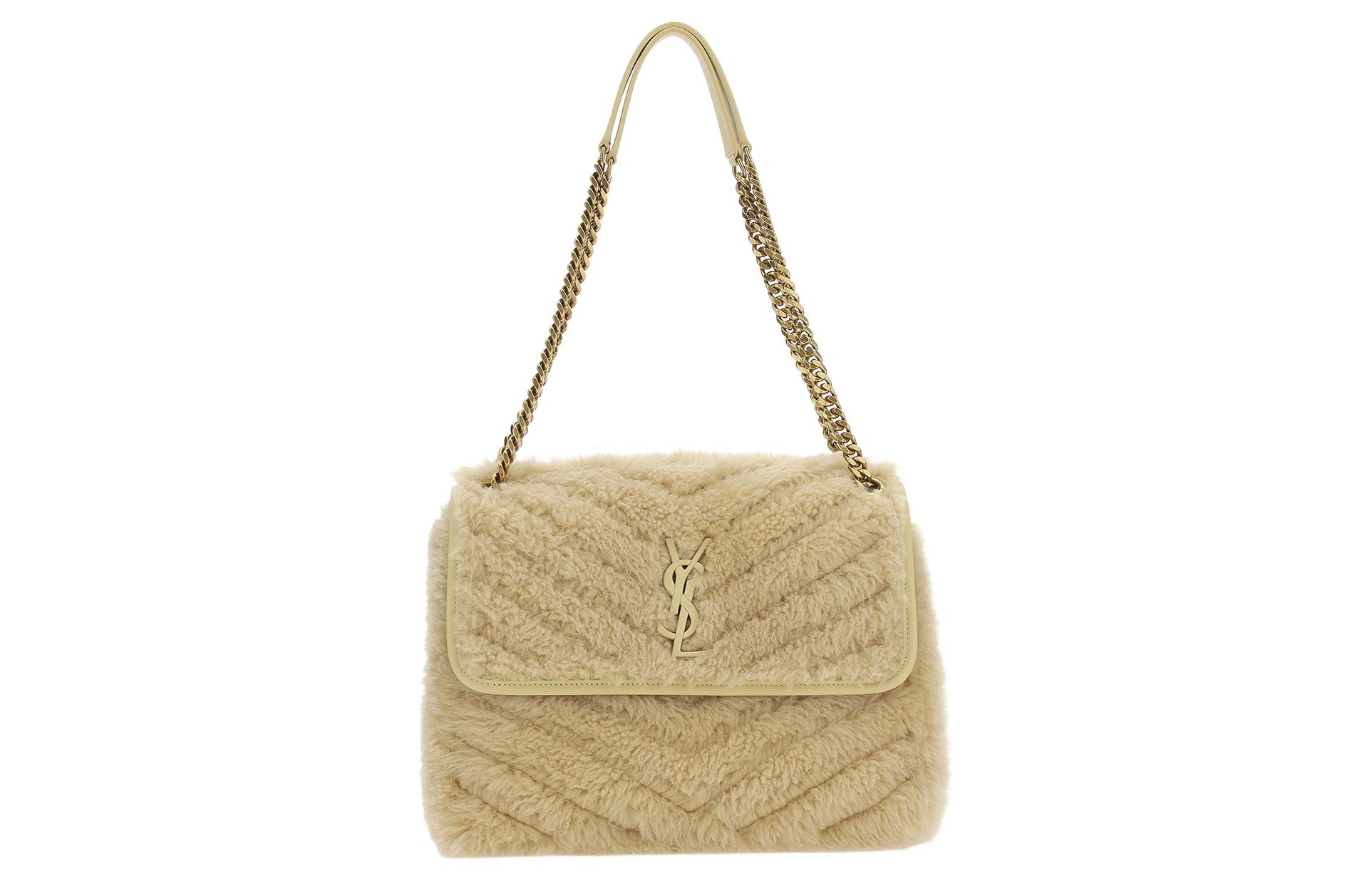 SAINT LAURENT Niki Sheepskin Crossbody Bag, Shoulder Bag Women's Nude