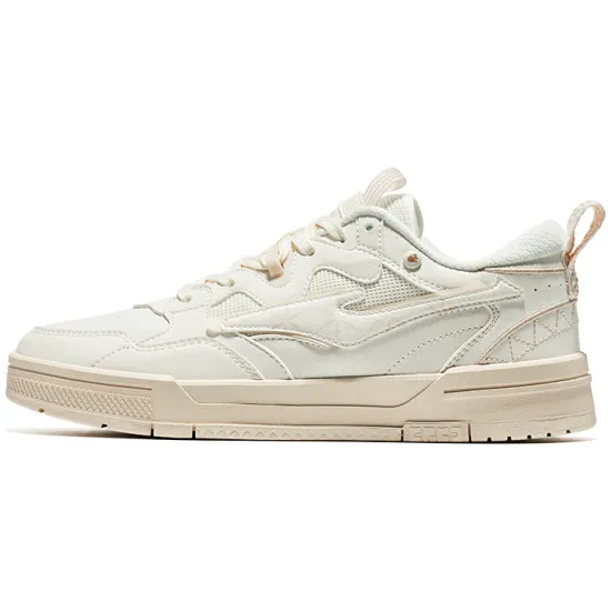 Erke Skateboard Shoes Women's Low-Top Microcrystalline White/Egg Milk Gray