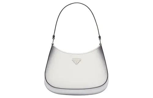 PRADA Cleo Brushed Leather Handbag, Shoulder Bag Women's Gradient White