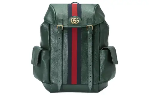 GUCCI Ophidia Leather Backpack Medium Men's Green