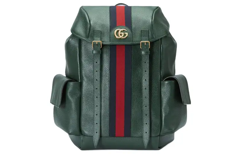 GUCCI Ophidia Leather Backpack Medium Men's Green