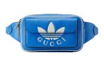 GUCCI Adidas Originals Collaboration Leather Belt Bag One Shoulder Crossbody Fanny Pack Men's Blue & White
